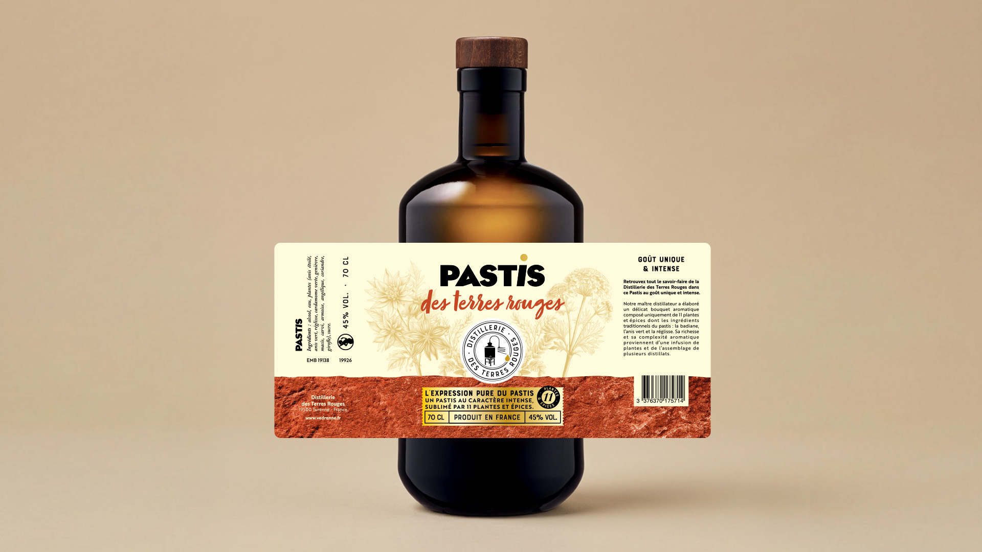 Pastis des Terres Rouges - Etiquette